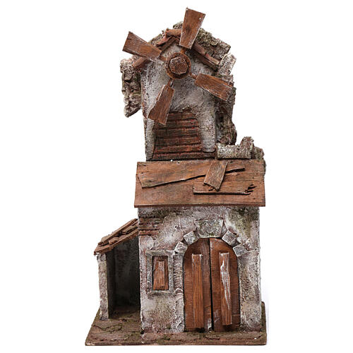 Windmill with small shack and double door for nativity scene 35x15x20 cm 1