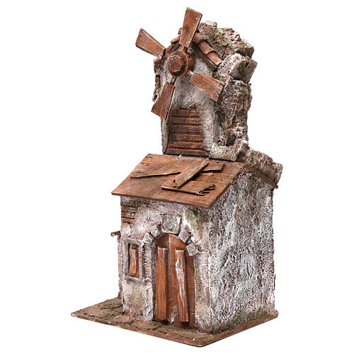 Windmill with small shack and double door for nativity scene 35x15x20 cm 2