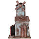 Molino para belén cuatro hélices con casita con puerta con dos hojas y pala 45x20x25 cm s1