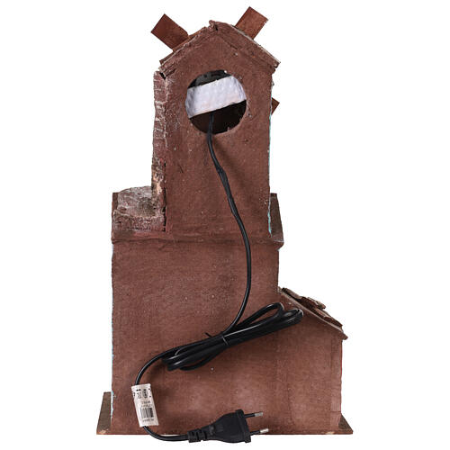 Moulin pour crèche quatre pales sur maison avec porte double 45x20x25 cm 4