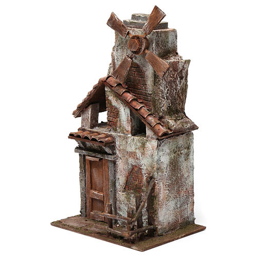 Windmill with small shack and tiled roof for nativity scene 35x15x20 cm 2