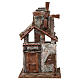 Moulin pour crèche quatre pales avec porte en bois toit en tuiles 45x20x25 cm s1