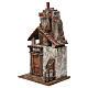 Moulin pour crèche quatre pales avec porte en bois toit en tuiles 45x20x25 cm s2