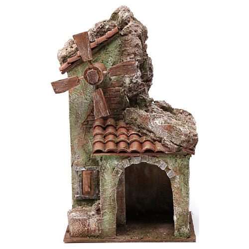 4 propeller Wind Mill with arch and tile roof 35X15X20 cm 1