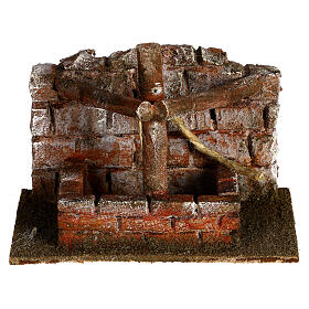 Pozzo con filo e travi in legno per presepe 10 cm dimensioni 15X15X10  cm stile palestinese