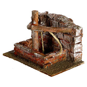 Pozzo con filo e travi in legno per presepe 10 cm dimensioni 15X15X10  cm stile palestinese