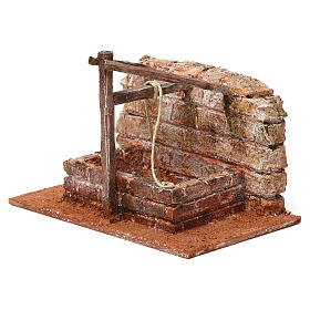 Pozzo con filo e travi in legno per presepe 12 cm 15X20X10  cm stile palestinese