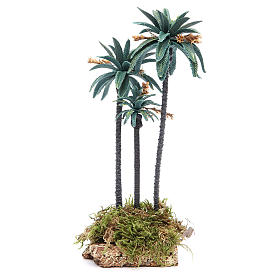 Dreifach-Palme mit Blüten 23 cm hoch aus PVC