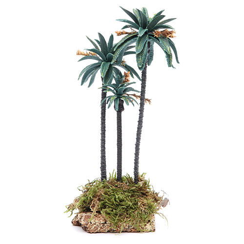 Dreifach-Palme mit Blüten 23 cm hoch aus PVC 1