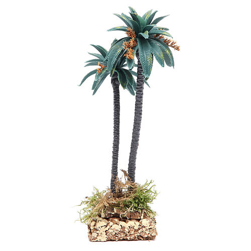 Palmier double avec fleurs h 21 cm en pvc 2