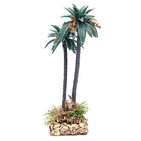 Double palm with flowers for nativity scene in PVC, 21cm