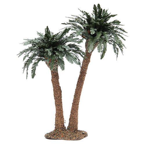 Palmera doble h. real 32 cm estructura de resina 1