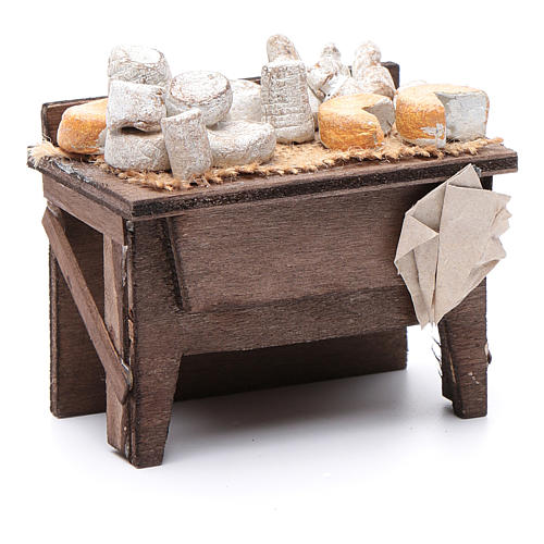 Neapolitan Nativity accessory: cheese table measuring 7x8.5x6cm 3