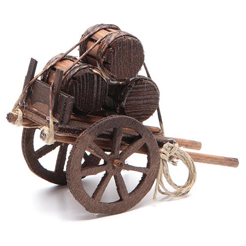 Karre mit Fässer 7x10x4cm neapolitanische Krippe 2
