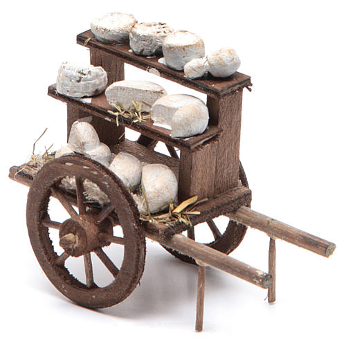 Wózek z serami szopka neapolitańska 7x10x4 cm 1