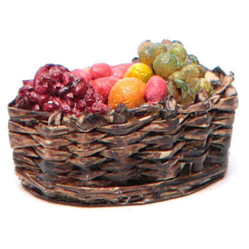Neapolitan Nativity accessory: fruit basket measuring 4x2.5cm 1