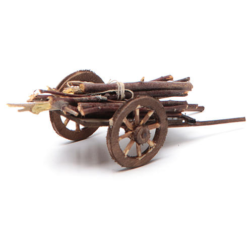 Neapolitan Nativity accessory: cart with wood bundle 2x3.5x2.5cm 2