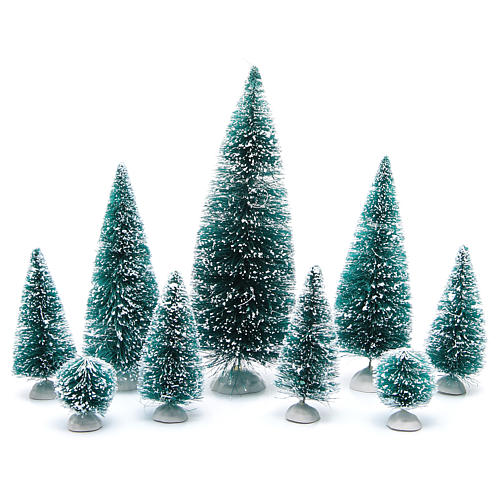 Nativity scene assorted trees 9 pieces various sizes 1