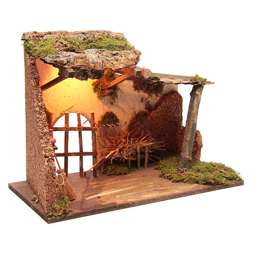 Nativity scene setting stable with light 35x50x25 cm 4