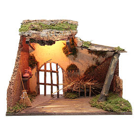 Ambientazioni, botteghe, case, pozzi: Ambientazione stalla con luce 35x50x25 cm Ambientazioni, botteghe, case, pozzi: Ambientazione stalla con luce 35x50x25 cm