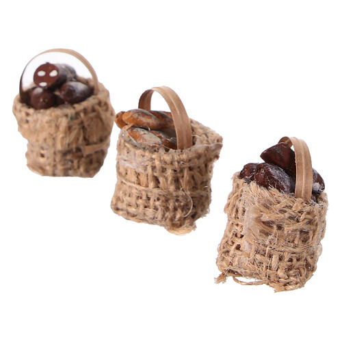 Cesti pane e salumi 3 pz. Presepe 10-12 cm 3