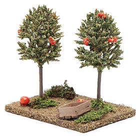 Musgo, líquenes, plantas.: Árboles con naranjas para belén 15x10x10 cm