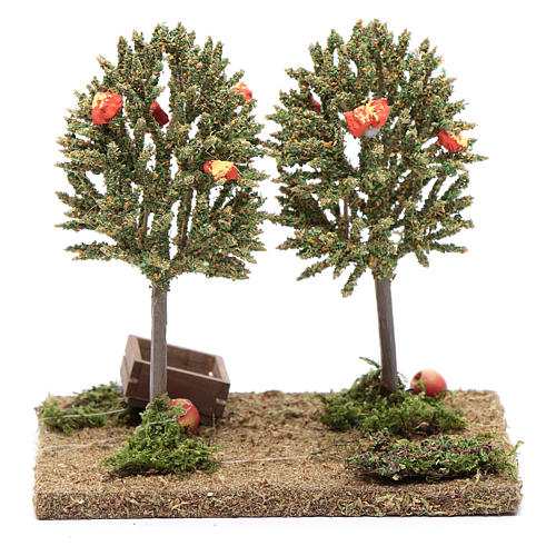 Árvores com maçãs para presépio 13x13x10 cm 4