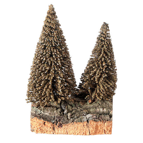 Nativity scene setting two pines on rock 1