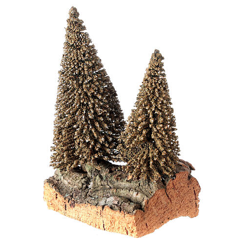 Nativity scene setting two pines on rock 2