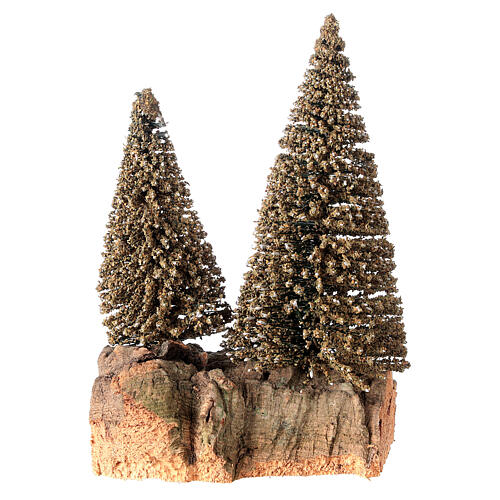 Nativity scene setting two pines on rock 4