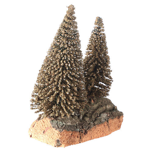 Due pini sulla roccia per presepe 10x5x10 cm 3