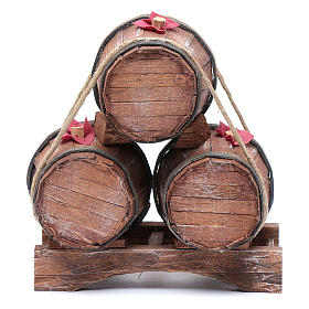 Tres barriles de madera 20x15x10 cm