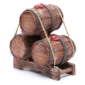 Tres barriles de madera 20x15x10 cm