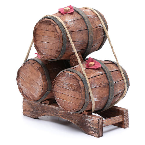 Tres barriles de madera 20x15x10 cm 2