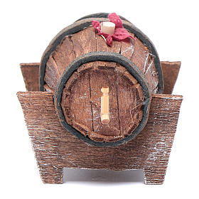 Herramientas de trabajo: Barril tendido de madera para belén 5x5x5 cm