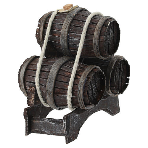 Nativity scene stacked up barrels  10x10x5 cm 4