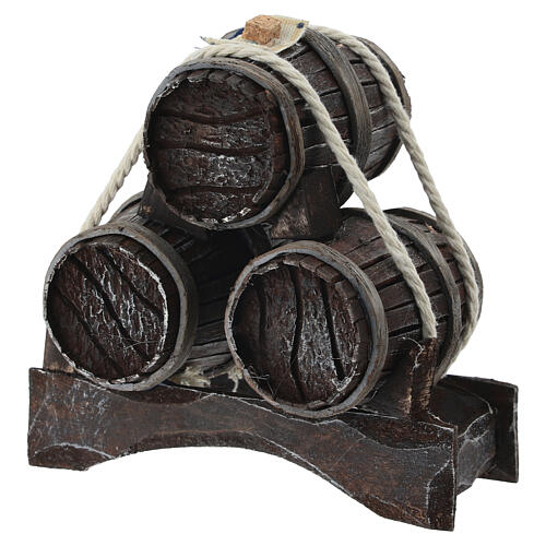 Nativity scene stacked up barrels  10x10x5 cm 1