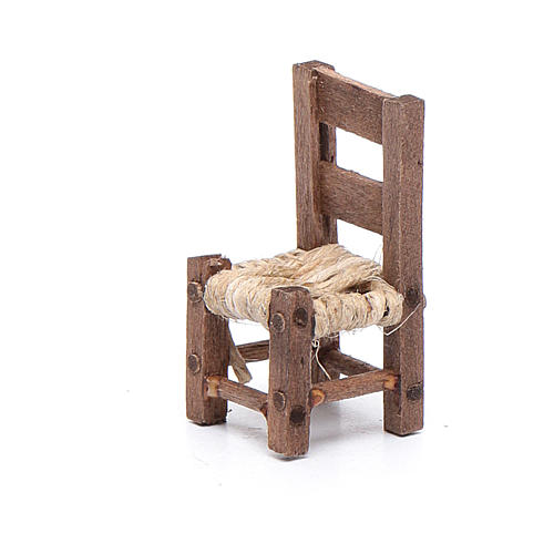 Chaise en bois miniature 3 cm crèche napolitaine 2