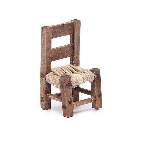 Krzesło z drewna miniatura 3 cm szopka neapolitańska 1