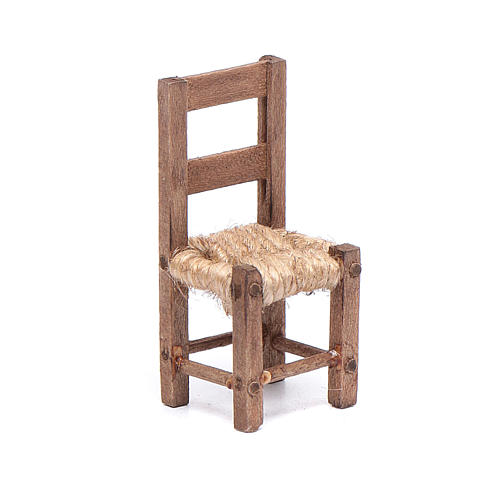 Chaise bois et corde 5 cm crèche napolitaine 1