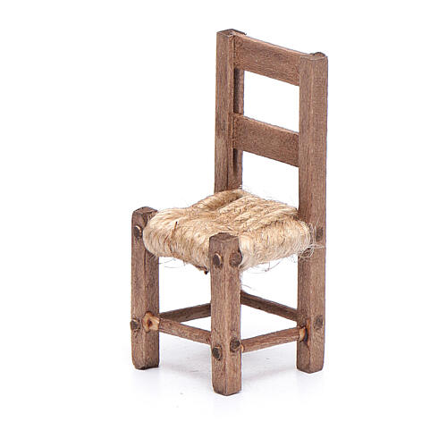 Cadeira madeira e corda 5 cm presépio napolitano 2