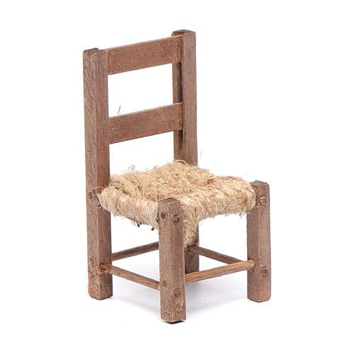 Stuhl, aus Holz und Kordel, 6 cm H, geeignet für Krippe im neapolitanischen Stil 1