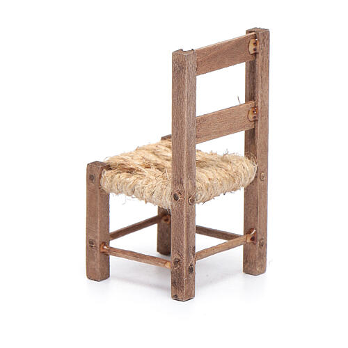 Stuhl, aus Holz und Kordel, 6 cm H, geeignet für Krippe im neapolitanischen Stil 3