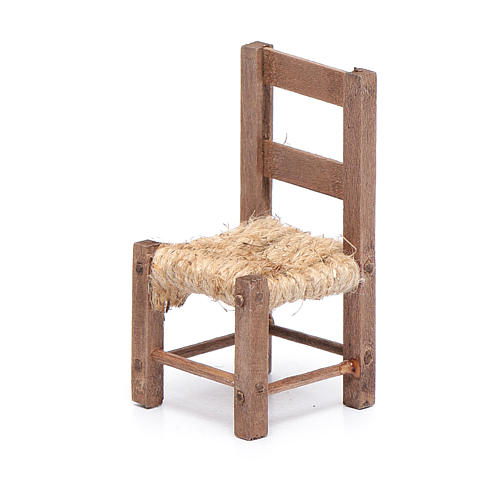 Cadeira madeira e corda 6 cm presépio napolitano 2