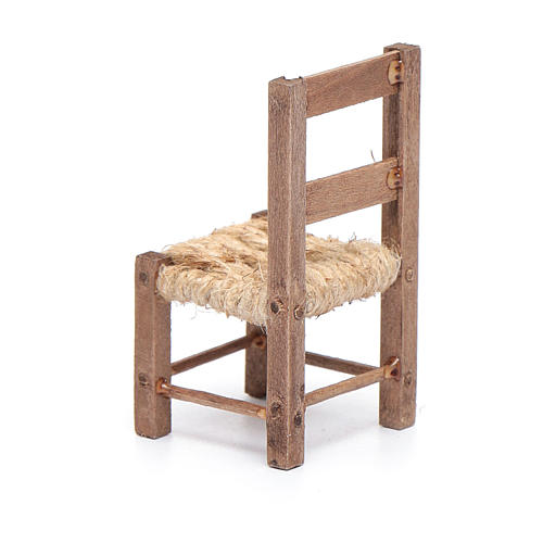 Cadeira madeira e corda 6 cm presépio napolitano 3