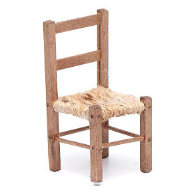 Cadeira bricolagem presépio madeira e corda 7 cm