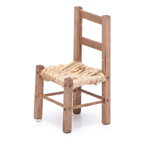 Cadeira bricolagem presépio madeira e corda 7 cm 2