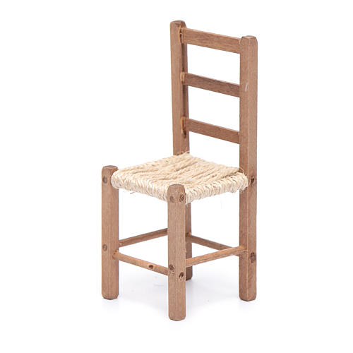 Krzesło 11 cm z drewna i sznurka szopka neapolitańska 2