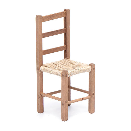 Cadeira 11 cm em madeira e corda presépio napolitano 1