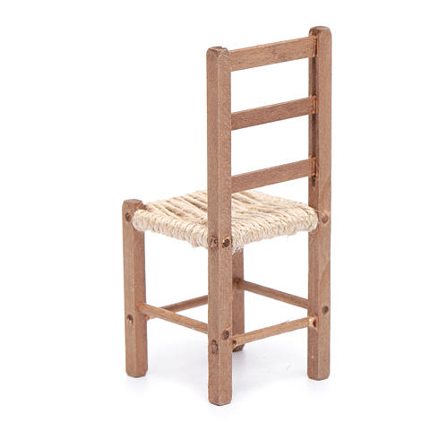 Cadeira 11 cm em madeira e corda presépio napolitano 3